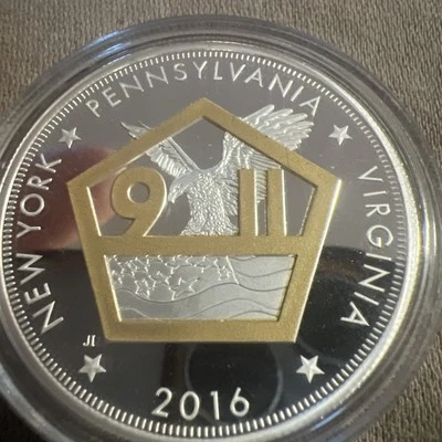 2016 Remember 9/11 Silver Proof Coin New York Pensilvania Virginia - Image 1 of 4