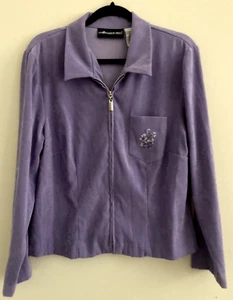 Chaqueta Blazer Sag Harbor Lavanda Para Mujer Talla 14 Bolsillo Bordado Floral - Imagen 1 de 10