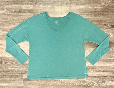 Футболка женская GapFit Breathe с длинным рукавом небольшая для активных видов спорта зеленая - Изображение 1 из 4