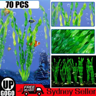 70PCS Artificial Fake Plastic Water Grass Plants Fish Tank Aquarium Ornament AU - image 1 of 4