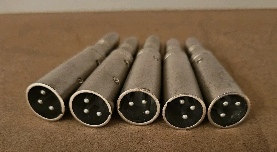 5X STEREO 6.35mm 1/4" Female Jack Socket to 3 Pin XLR Male Plug Amp Mic Adapter - Image 1 of 3