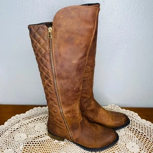 Steve Madden "North Side" brown leather quilted design riding boot (Size: 8.5) - Picture 1 of 8