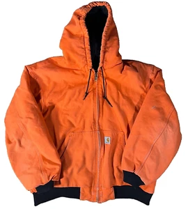 Carhartt J140 BLZ Orange Hooded Work Wear Blanket Lined Y2K Jacket Size XL - Picture 1 of 18