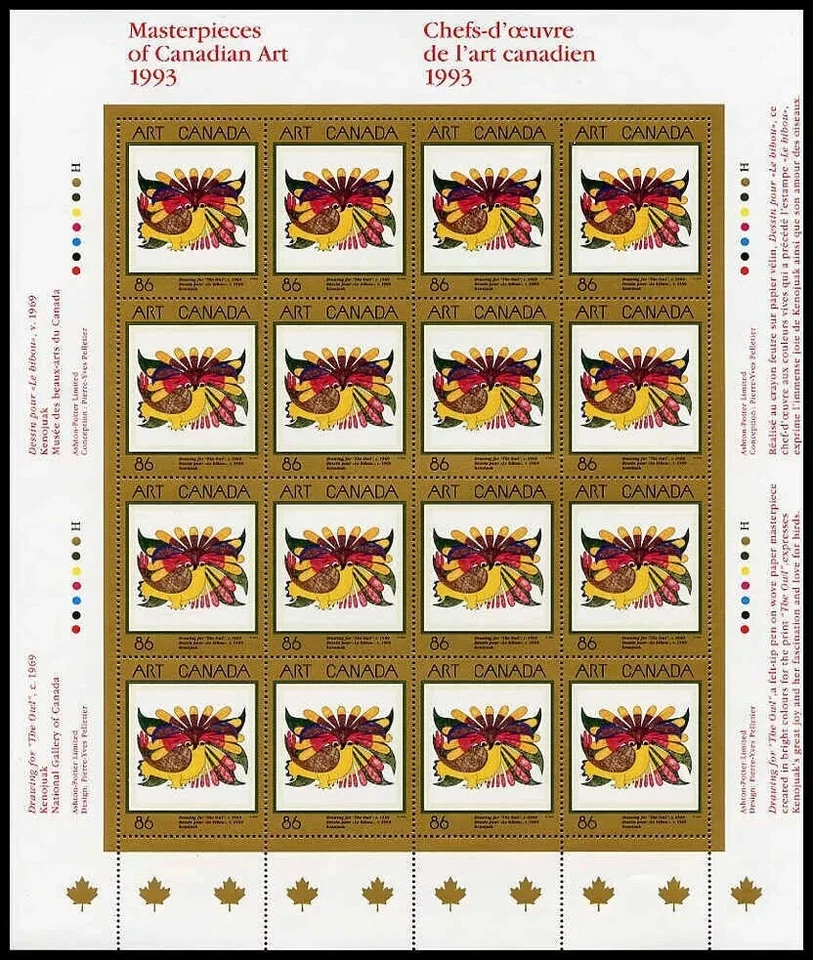 Canada - Scott 1466 - Full Pane of 16 Stamps - Masterpieces of Art - 1993 - Image 1 of 1
