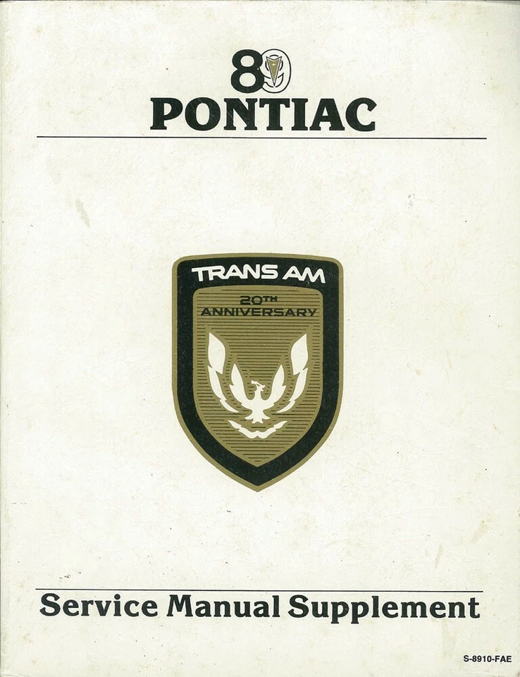 1989 Pontiac Trans Am 20th Anniversary Service Shop Repair Manual Supplement OEM - Image 1 of 1