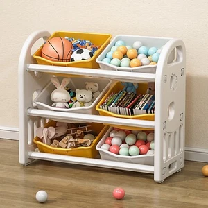 Kids Toy Storage Organizer with 6 Bins - Multi-functional Nursery Furniture Set - Picture 1 of 7