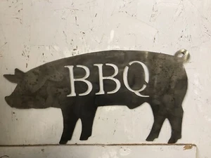 BBQ Shack Pork Sign Pig Hog Hot Meat Bar Restaurant Market Vintage Grill Smoked - Picture 1 of 9