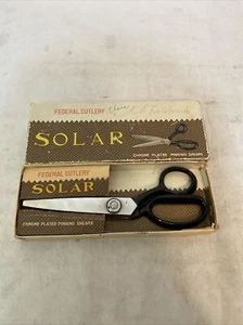 Federal Cutlery Solar Chrome Plated Pinking Shears, Size 7, original box, Japan - Picture 1 of 12