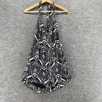Mono Charlotte Russe Mujer S Pequeño Negro Geométrico Halter Cuello Sin Mangas Foto 1 de 4
