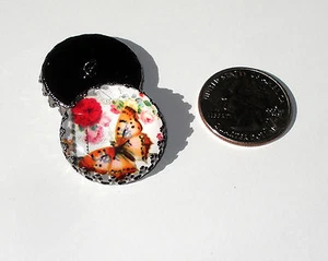 Butterfly Red Flower Glass Dome Button handcrafted collectible sew or pin shank - Picture 1 of 1