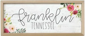 Home Town & State Floral Horizontal Personalized Wood Sign - Picture 1 of 1
