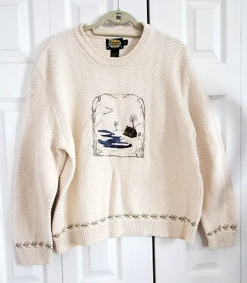 Suéter De Colección Cabelas Lg Bordado 100% Algodón Cabina/Lago ETIQUETA VERDE DEFECTO LEER Foto 1 de 4