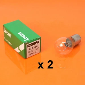 Lucas 12V 21/5W BAY15D Stop Brake Tail Light Lamp Bulbs Twin Filament Bulb 380 - Picture 1 of 4