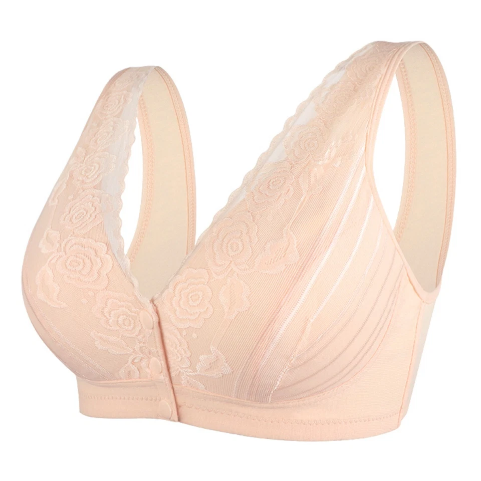 Older Women Seniors Bra Front Sna p Closure Bras Lace Comfort Wireless US - Image 1 of 4