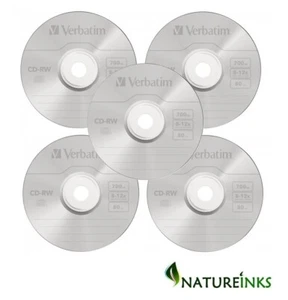 5 Verbatim CD-RW 1x - 12x Rewritable blank discs CD RW 700MB 80 mins in Sleeves - Picture 1 of 1