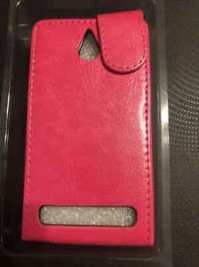 Sony Xperia E1 Flip Wallet Case With Card Slot Colour Pink - Picture 1 of 2