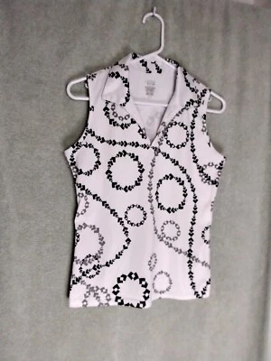 Izod Golf Classix Cool FX Womens Tank Top Size S White Geometric Sleeveless - Image 1 of 4