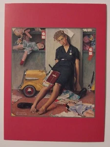Cartolina d'epoca 1990 NORMAN ROCKWELL - COMMESSA STANCA, VIGILIA DI NATALE 1947 - spedizione gratuita - Foto 1 di 2