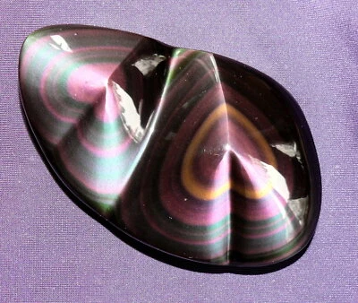 Regenbogen-Obsidian poliert, Mexico, Doppel-Herz, 148,3g 90x53x27mm, Heilstein - Bild 1 von 4