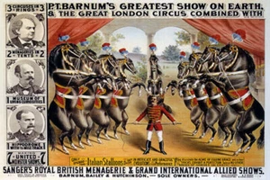 CIRCUS STALLION HORSES BARNUM GREATEST SHOW ON EARTH ROYAL VINTAGE POSTER REPRO - Picture 1 of 3
