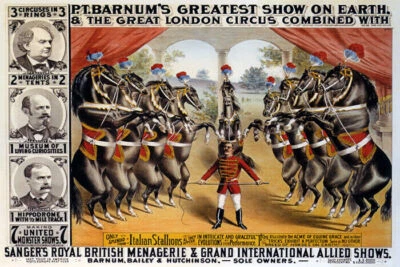 CIRCUS STALLION HORSES BARNUM GREATEST SHOW ON EARTH ROYAL VINTAGE POSTER REPRO - Image 1 of 3