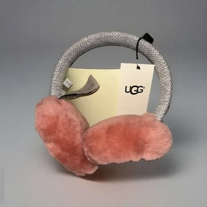 UGG Girls Knit & Shearling Earmuffs Pink & Grey New With Gift Box - Picture 1 of 13