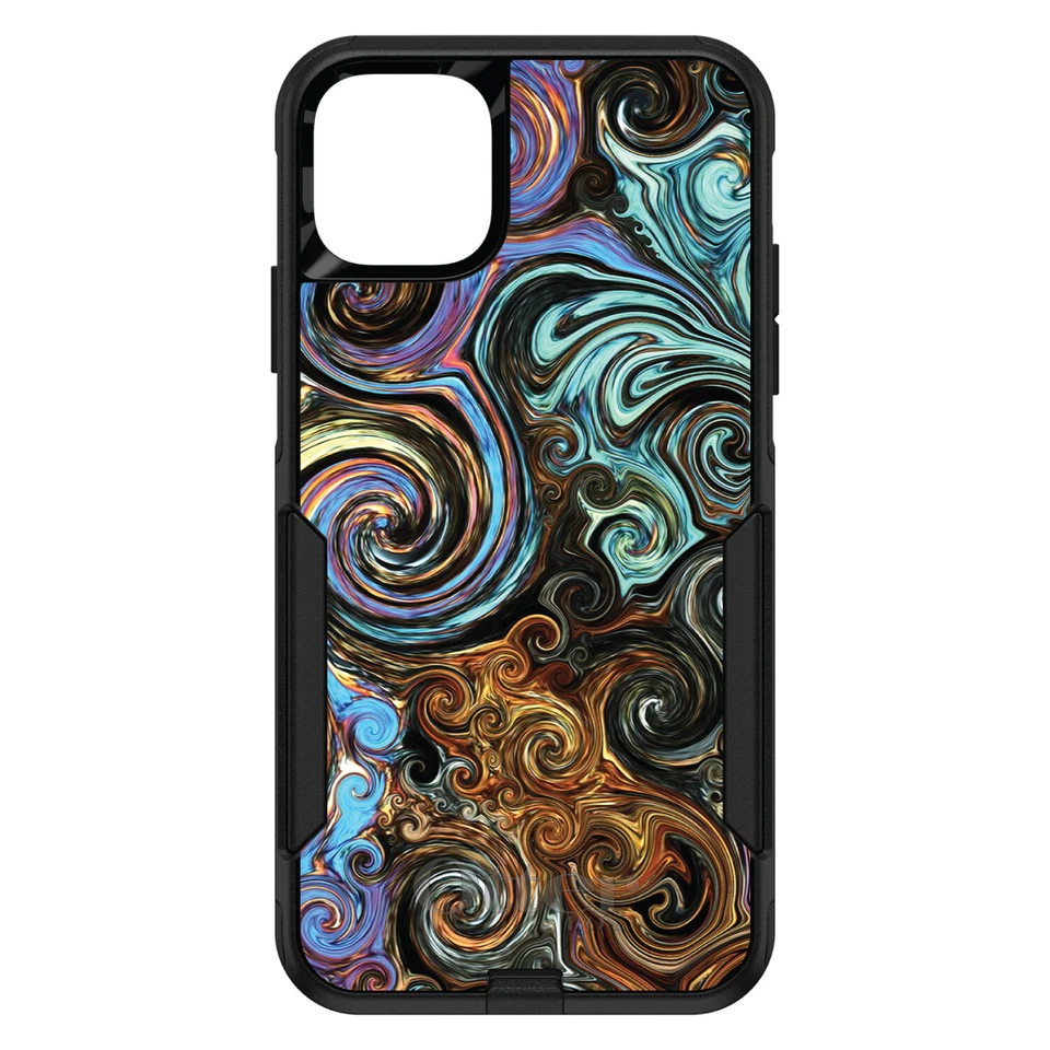 OtterBox Commuter for Apple iPhone (Pick Model) Gold Brown Black Abstract Swirls - Image 1 of 1