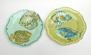 2 Melamine Scalloped Fish Salad Plates EUC - Picture 1 of 5