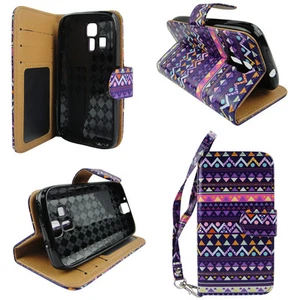 Stylish Tribal Design Wallet Leather Case Kyocera Hydro LIFE C6350 ICON C6730 - Photo 1 sur 4