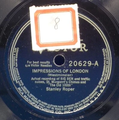 Stanley Roper 78 Impressions Of London- Recording of Big Ben & Traffic Noise 1F - Image 1 of 2
