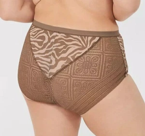 Lane Bryant Taupe Zebra No-Show Lace Back Full Brief Panty Plus Size 18/20, 2X - Picture 1 of 6