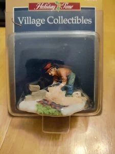 HOLIDAY TIME CHRISTMAS VILLAGE ACCESSORY MAN DOG BRICKS - Picture 1 of 5