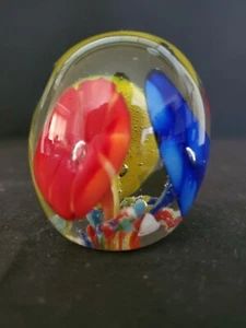 Mundgeblasenes Kunstglas Mehrfarbig Trompete Blumen Kontrollierte Blasen Briefbeschwerer - Bild 1 von 12