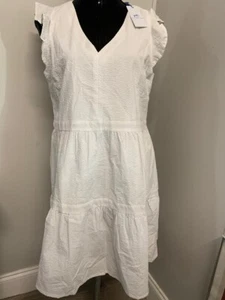 New Southern Tide Evelyn Seersucker Tiered Dress White M Women's A46 - Picture 1 of 9