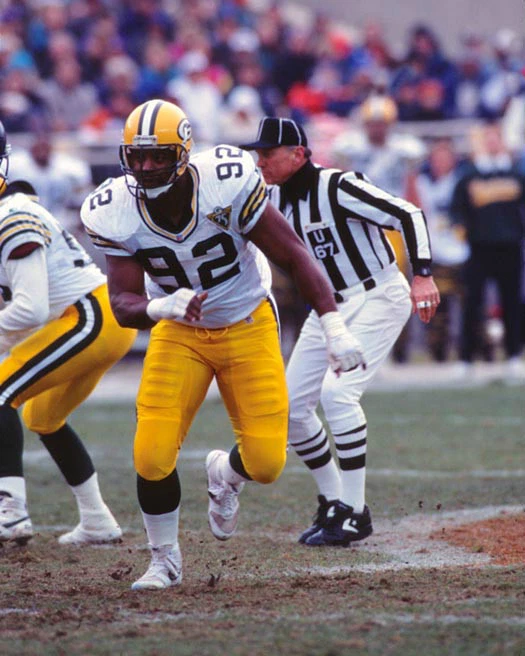 Póster impreso de fútbol americano de la NFL con foto brillante de los Green Bay Packers REGGIE WHITE Foto 1 de 1