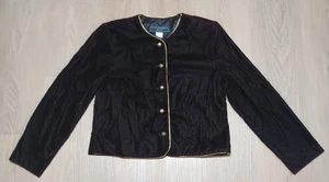 Vtg 80s NORTON McNAUGHTON PETITE Dark Purple Gold Trim Velvet Jacket holiday 6 P - Picture 1 of 11