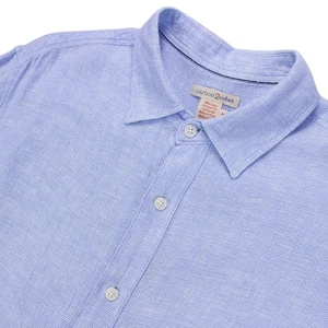 Carbon 2 Cobalt Mens M Blue 100% Linen Knit Shirt Polo Button Up - Picture 1 of 7