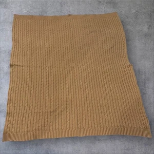 Lauren Ralph Lauren Cable Knit Throw Blanket Camel/Tan 100% Cotton 46"x70" - Picture 1 of 8