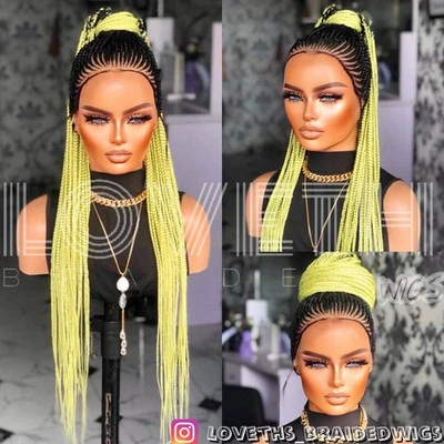 Ships next day(2days SHIPPING)Cornrow Full lace Braided wig,black knotless braid - Image 1 of 4