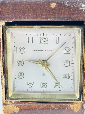 Vintage Abercrombie & Fitch Swiss Travel Alarm Clock 15 Jewels w/ Case - Image 1 of 4