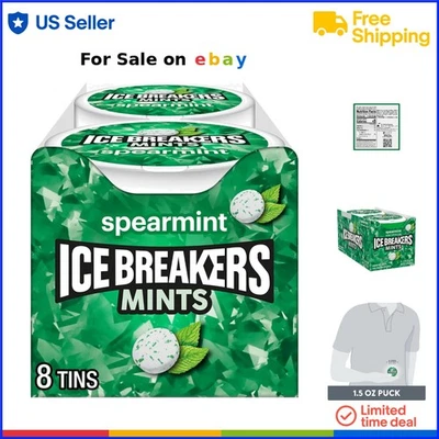 Paquete de 8 latas de menta sin azúcar sabor menta verde refrescantes respiratorios Foto 1 de 4