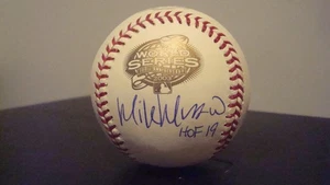 Mike Mussina AUTOGRAFIADO 2003 OFICIAL SERIE MUNDIAL BÉISBOL FIRMADO YANKEES JSA - Imagen 1 de 3