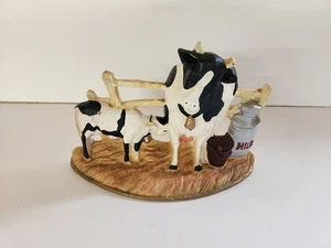  Cast Iron Door Stop Cow Calf Milk Farm Cottage Theme  - Picture 1 of 2
