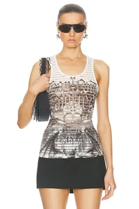 Jean Paul Gaultier Diablo Devored Tank Top in White & Black M NWT $270 - Picture 1 of 4