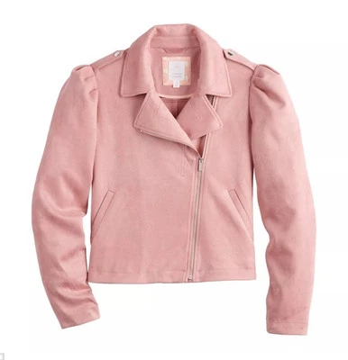 Jaqueta de Moto LC Lauren Conrad Feminina L Blushing Buquê Rosa Mangas Compridas Camurça - Imagem 1 de 4