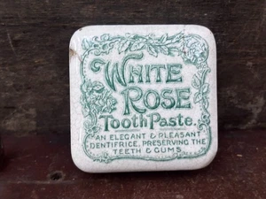 59568 Old Vintage Antique Printed Ironstone Tooth Paste Pot Lid Green Print - Picture 1 of 14