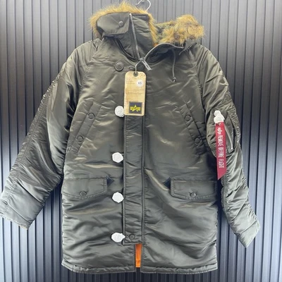 Casaco de inverno Alpha Industries N-3B Slim Parka masculino tamanho XS cinza laranja - Imagem 1 de 4