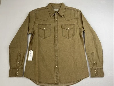 Camisa a Presión Tecovas Western Cilantro Tostado Denim Perla Manga Larga Para Hombre Foto 1 de 4