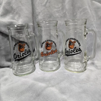 Lote De 3 Tazas Stein De Colección 1983 Baltimore Orioles Serie Mundial Campeones Vidrio Foto 1 de 4