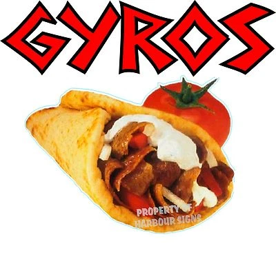 HARBOUR SIGNS Gyros Gyro Concession Cart Restaurant Greek Food Truck Vinyl Menu Decal 14"